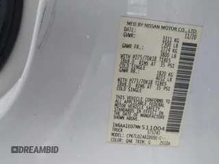 2021 Nissan Titan Pro-4X z VIN 1N6AA1ED7MN511004, wystawiony jako IAAI lot #42184599 z przebiegiem 36 086 mil mil oraz . Historia ofert i sprzedaży dostępna na DreamBid. Obrazek 9.