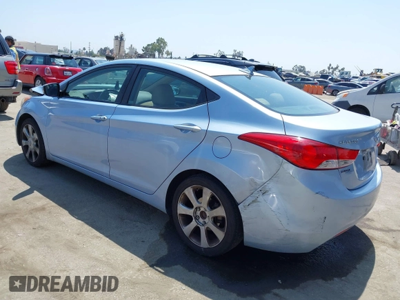2012 Hyundai Elantra Limited with VIN KMHDH4AE5CU464938, listed as a IAAI auction lot 42572413 with 181,076 mi miles and . Bid and sale history available at DreamBid. Image 3.