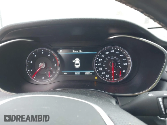 2020 Genesis G70 3.3T with VIN KMTG34LEXLU060919, listed as a IAAI auction lot 41619579 with 69,859 mi miles. Bid and sale history available at carsss.com. Image 7.