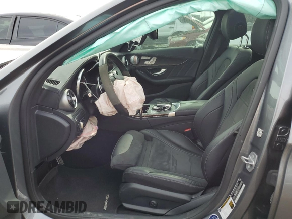 2018 Mercedes-Benz C 63 AMG with VIN 55SWF8GB6JU255249, listed as a Copart auction lot 50094455 with 61,693 mi miles and Salvage title. Bid and sale history available at DreamBid. Image 7.