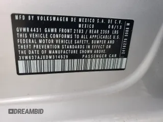 2013 Volkswagen Jetta Hybrid SE с VIN 3VW637AJXDM314529, выставлен на аукционе Copart как лот 56853775 с пробегом 149 097 миль миль и Чистый • Clean title. История ставок и продаж доступна на DreamBid. Изображение 12.