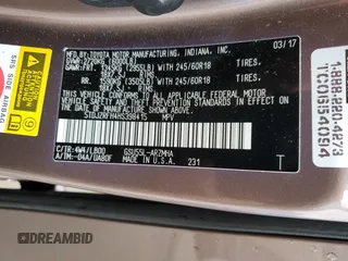 2017 Toyota Highlander XLE with VIN 5TDJZRFH4HS398415, listed as a Copart auction lot 59386805 with 105,463 mi miles and Salvage title. Bid and sale history available at DreamBid. Image 13.