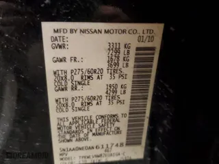 2010 Nissan Armada Platinum with VIN 5N1AA0NE0AN611748, listed as a Copart auction lot 42952515 with 223,073 mi miles and Salvage Title. Bid and sale history available at carsss.com. Image 15.