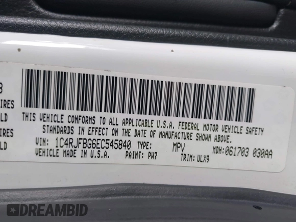 2014 Jeep Grand Cherokee Limited with VIN 1C4RJFBG6EC545840, listed as a IAAI auction lot 40142948 with 167,353 mi miles. Bid and sale history available at carsss.com. Image 9.
