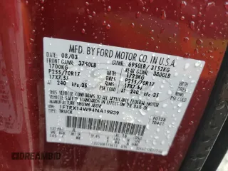 2004 Ford F-150 STX with VIN 1FTRX14W94NA19839, listed as a Copart auction lot 57643955 with 264,962 mi miles and Salvage title. Bid and sale history available at DreamBid. Image 12.