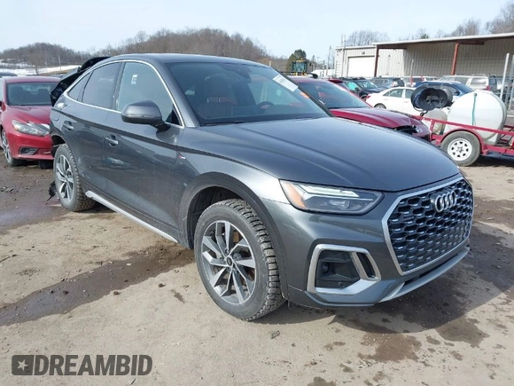 2022 Audi Q5 Sportback S line Premium Plus with VIN WA15AAFY9N2102196, listed as a IAAI auction lot 41458111 with 57,633 mi miles and . Bid and sale history available at DreamBid. Image 1.