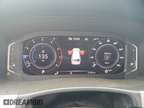 2022 Volkswagen Atlas SE with VIN 1V2HR2CA1NC526036, listed as a Copart auction lot 60133505 with 52,365 mi miles and Salvage title. Bid and sale history available at DreamBid. Image 9.