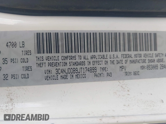 2018 Jeep Compass Trailhawk with VIN 3C4NJDDB9JT174899, listed as a IAAI auction lot 41635784 with 124,656 mi miles and . Bid and sale history available at DreamBid. Image 9.