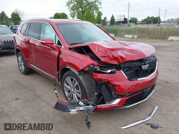2024 Cadillac XT6 AWD Premium Luxury with VIN 1GYKPDRSXRZ724989, listed as a IAAI auction lot 42378559 with 22,520 mi miles and . Bid and sale history available at DreamBid. Image 1.