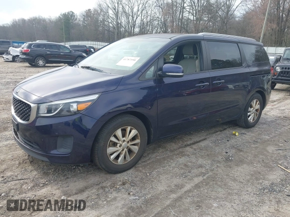 2018 Kia Sedona LX with VIN KNDMB5C15J6352017, listed as a IAAI auction lot 41787590 with 110,159 mi miles. Bid and sale history available at carsss.com. Image 2.