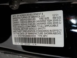 2021 Honda Passport Sport with VIN 5FNYF8H28MB044003, listed as a Copart auction lot 59773225 with 60,855 mi miles and Salvage title. Bid and sale history available at DreamBid. Image 13.