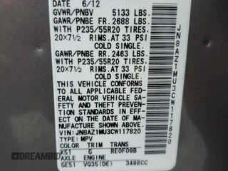 2012 Nissan Murano S with VIN JN8AZ1MU3CW117820, listed as a Copart auction lot 71184804 with 161,917 mi miles and Salvage Title. Bid and sale history available at carsss.com. Image 13.