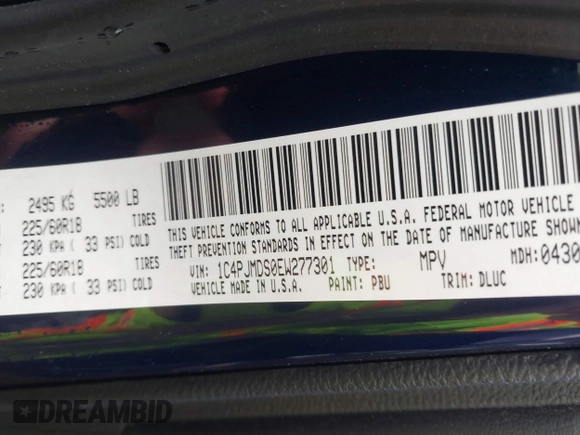 2014 Jeep Cherokee Limited with VIN 1C4PJMDS0EW277301, listed as a IAAI auction lot 42357034 with 61,825 mi miles and . Bid and sale history available at DreamBid. Image 9.