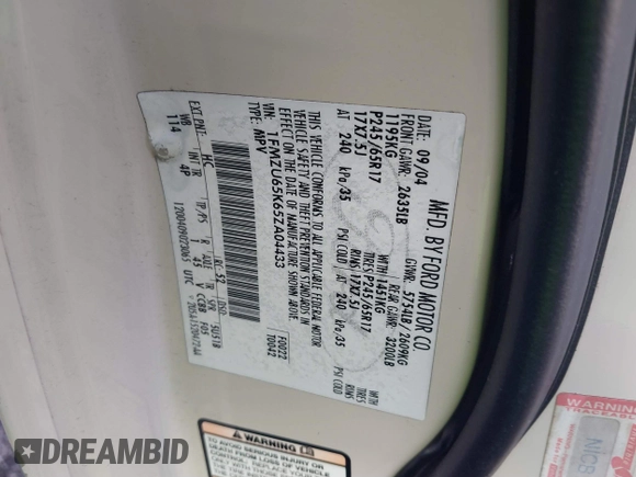 2005 Ford Explorer z VIN 1FMZU65K65ZA04433, wystawiony jako IAAI lot #38826884 z przebiegiem 157 221 mil mil oraz . Historia ofert i sprzedaży dostępna na DreamBid. Obrazek 9.