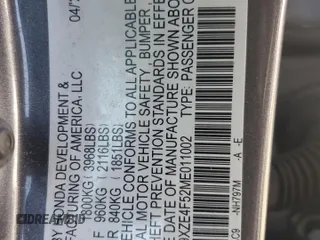 2021 Honda Insight EX with VIN 19XZE4F52ME011002, listed as a Copart auction lot 51849355 with 104,298 mi miles and Salvage Title. Bid and sale history available at carsss.com. Image 12.