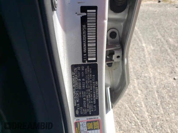 2013 Kia Rio LX with VIN KNADM4A31D6287516, listed as a Copart auction lot 70852374 with 224,058 mi miles and Salvage Title. Bid and sale history available at DreamBid. Image 14.
