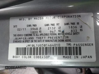 2011 Mazda 3 i Sport with VIN JM1BL1UG5B1464010, listed as a IAAI auction lot 42195224 with 134,211 mi miles and . Bid and sale history available at DreamBid. Image 9.