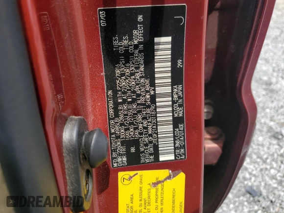 2003 Toyota Highlander z VIN JTEGF21A730118790, wystawiony jako Copart lot #54362285 z przebiegiem 247 642 mil mil oraz Czysty tytuł • Clean title. Historia ofert i sprzedaży dostępna na DreamBid. Obrazek 13.