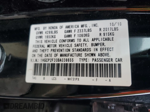 2011 Honda Accord LX z VIN 1HGCP2F30BA038655, wystawiony jako Copart lot #52474805 z przebiegiem 154 993 mil mil oraz Czysty tytuł • Clean title. Historia ofert i sprzedaży dostępna na DreamBid. Obrazek 12.