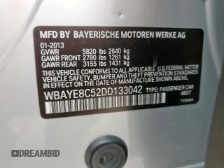 2013 BMW 7 Series 750Li с VIN WBAYE8C52DD133042, выставлен на аукционе Copart как лот 59797555 с пробегом 137 406 миль миль и Чистый • Clean title. История ставок и продаж доступна на DreamBid. Изображение 12.