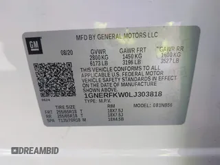 2020 Chevrolet Traverse LS with VIN 1GNERFKW0LJ303818, listed as a IAAI auction lot 42170427 with 67,517 mi miles and . Bid and sale history available at DreamBid. Image 9.