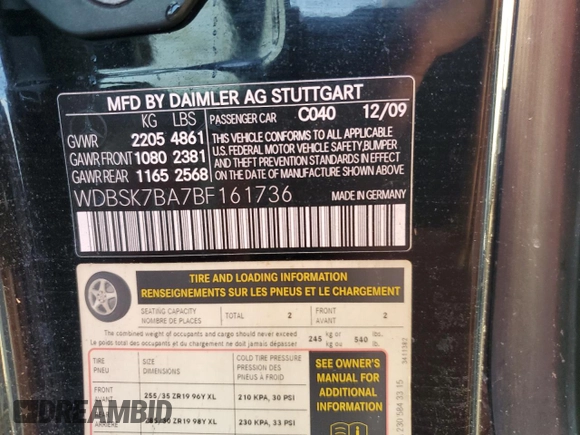 2011 Mercedes-Benz SL 550 с VIN WDBSK7BA7BF161736, выставлен на аукционе Copart как лот 74422504 с пробегом Не указан миль и На запчасти • Non repairable. История ставок и продаж доступна на DreamBid. Изображение 13.