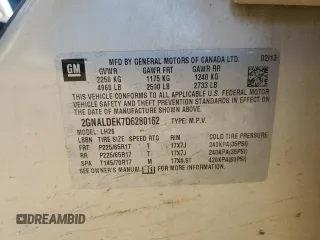 2013 Chevrolet Equinox LT with VIN 2GNALDEK7D6280162, listed as a Copart auction lot 42827125 with 178,213 mi miles and Salvage Title. Bid and sale history available at DreamBid. Image 14.