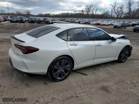 2023 Acura TLX w/A-Spec Package with VIN 19UUB6F53PA001876, listed as a Copart auction lot 47190255 with 30,771 mi miles and Salvage Title. Bid and sale history available at carsss.com. Image 3.