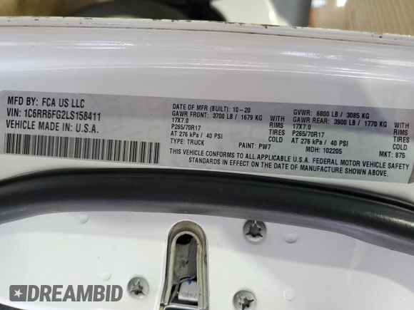 2020 Ram 1500 Tradesman с VIN 1C6RR6FG2LS158411, выставлен на аукционе Copart как лот 61996715 с пробегом 102 922 миль миль и Чистый • Clean title. История ставок и продаж доступна на DreamBid. Изображение 13.