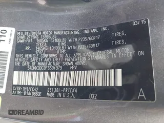 2015 Toyota Sienna LE AAS с VIN 5TDKK3DC8FS594979, выставлен на аукционе IAAI как лот 42137215 с пробегом 122 525 миль миль и . История ставок и продаж доступна на DreamBid. Изображение 9.