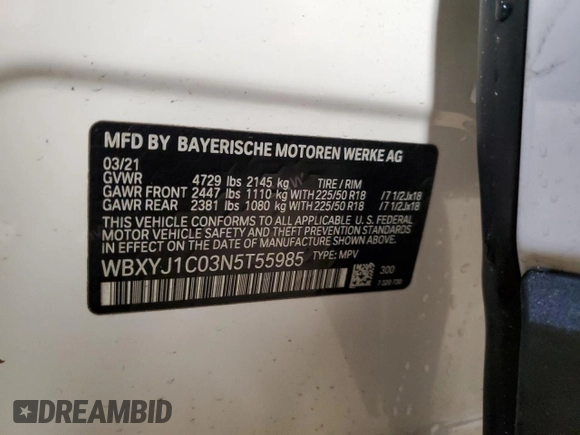 2022 BMW X2 xDrive28i with VIN WBXYJ1C03N5T55985, listed as a Copart auction lot 87183574 with 33,134 mi miles and Salvage Title. Bid and sale history available at carsss.com. Image 12.