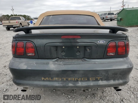 1998 Ford Mustang GT with VIN 1FAFP45X5WF276463, listed as a Copart auction lot 47502755 with 97,931 mi miles and Salvage Title. Bid and sale history available at carsss.com. Image 6.