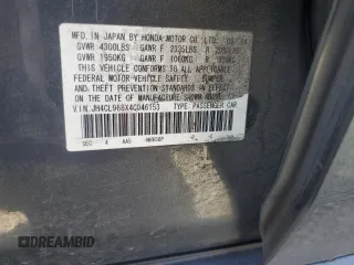 2004 Acura TSX with VIN JH4CL968X4C046153, listed as a Copart auction lot 60758575 with 160,050 mi miles and Salvage title. Bid and sale history available at DreamBid. Image 12.