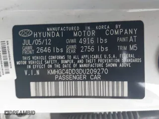 2013 Hyundai Genesis 3.8L with VIN KMHGC4DD3DU209270, listed as a IAAI auction lot 41415576 with 152,028 mi miles. Bid and sale history available at carsss.com. Image 9.