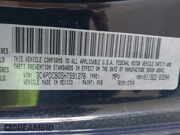 2017 Dodge Journey SXT with VIN 3C4PDCBG5HT591276, listed as a IAAI auction lot 42104285 with 114,844 mi miles and . Bid and sale history available at carsss.com. Image 9.