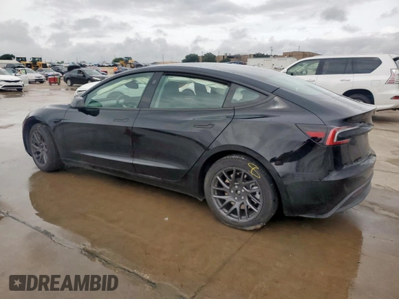 2025 Tesla Model 3 Long Range with VIN 5YJ3E1EB0SF921606, listed as a Copart auction lot 60728995 with 6,281 mi miles and Salvage title. Bid and sale history available at DreamBid. Image 2.