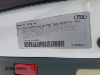 2019 Audi A5 Sportback Premium z VIN WAUANCF56KA080411, wystawiony jako IAAI lot #42208539 z przebiegiem 131 690 mil mil oraz . Historia ofert i sprzedaży dostępna na DreamBid. Obrazek 9.