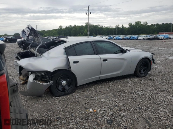 2019 Dodge Charger Police with VIN 2C3CDXATXKH627424, listed as a Copart auction lot 61445815 with 122,296 mi miles and Salvage title. Bid and sale history available at DreamBid. Image 3.