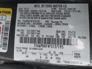 2015 Ford Fusion SE with VIN 1FA6P0H74F5127195, listed as a IAAI auction lot 42295689 with 76,237 mi miles and . Bid and sale history available at DreamBid. Image 9.