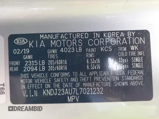 2020 Kia Soul S with VIN KNDJ23AU7L7021232, listed as a IAAI auction lot 41637326 with 87,689 mi miles. Bid and sale history available at carsss.com. Image 9.