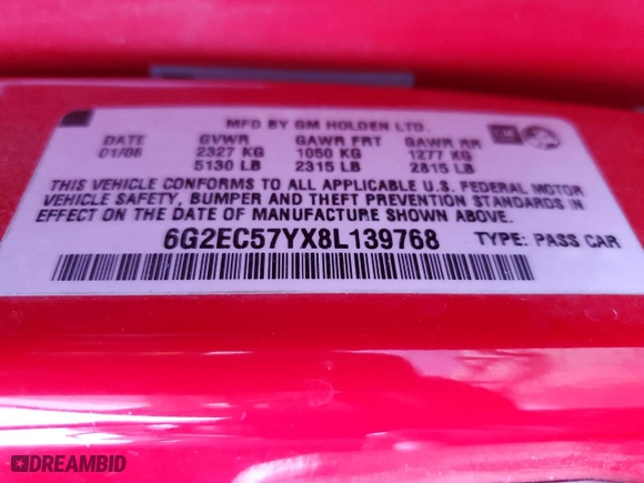 2008 Pontiac G8 GT with VIN 6G2EC57YX8L139768, listed as a Copart auction lot 80134414 with 130,649 mi miles and Salvage Title. Bid and sale history available at carsss.com. Image 13.