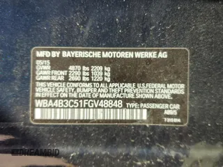 2015 BMW 4 Series 435i xDrive with VIN WBA4B3C51FGV48848, listed as a Copart auction lot 88529755 with 75,509 mi miles and Salvage Title. Bid and sale history available at DreamBid. Image 12.