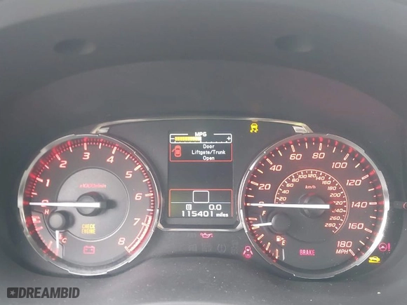 2015 Subaru WRX Limited with VIN JF1VA1J60F9825803, listed as a IAAI auction lot 41692207 with 115,401 mi miles. Bid and sale history available at carsss.com. Image 7.