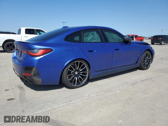 2023 BMW i4 M50 with VIN WBY33AW07PFN73257, listed as a Copart auction lot 53394614 with 10,216 mi miles and Salvage Title. Bid and sale history available at carsss.com. Image 3.