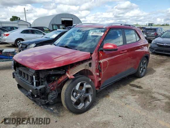 2022 Hyundai Venue SEL with VIN KMHRC8A37NU153413, listed as a Copart auction lot 58733005 with 15,365 mi miles and Salvage title. Bid and sale history available at DreamBid. Image 1.