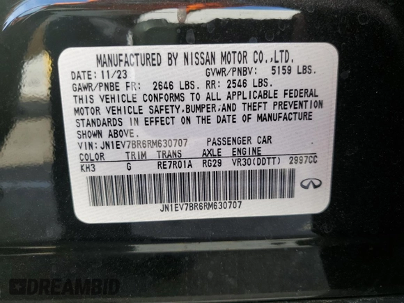 2024 Infiniti Q50 Luxe with VIN JN1EV7BR6RM630707, listed as a Copart auction lot 77115644 with 3,013 mi miles and Salvage Title. Bid and sale history available at DreamBid. Image 12.