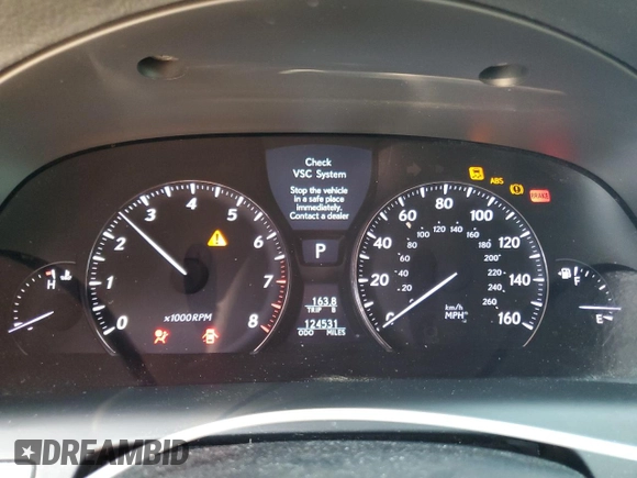 2008 Lexus LS 460 with VIN JTHBL46FX85082710, listed as a Copart auction lot 64857025 with 124,531 mi miles and Salvage title. Bid and sale history available at DreamBid. Image 9.