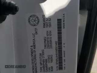 2022 Honda Odyssey Touring with VIN 5FNRL6H8XNB501482, listed as a Copart auction lot 52148875 with 32,568 mi miles and Salvage title. Bid and sale history available at DreamBid. Image 12.