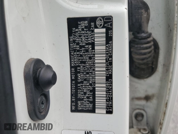 2014 Toyota Corolla L with VIN 2T1BURHE3EC205794, listed as a Copart auction lot 59526185 with 108,432 mi miles and Salvage title. Bid and sale history available at DreamBid. Image 12.