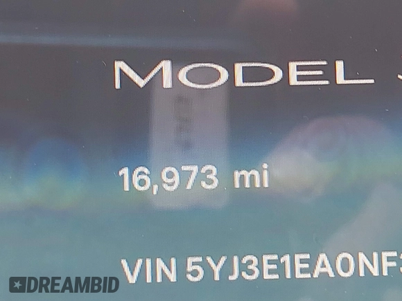 2022 Tesla Model 3 with VIN 5YJ3E1EA0NF344782, listed as a IAAI auction lot 41803469 with 16,973 mi miles and . Bid and sale history available at DreamBid. Image 15.